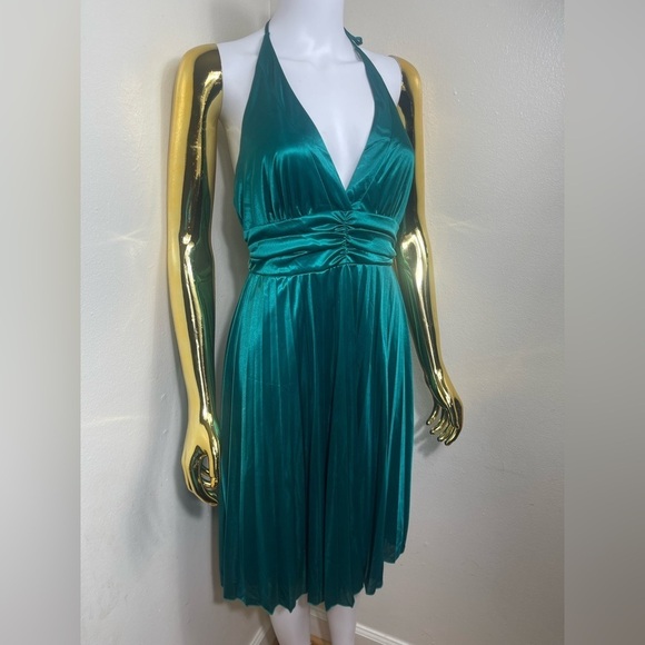 Candie's Dresses & Skirts - Candie's Teal green holiday dinner y2k Backless Halter midi Dress size M